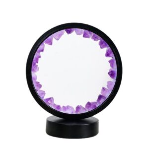 Amethyst Round Night Light, Black Frame