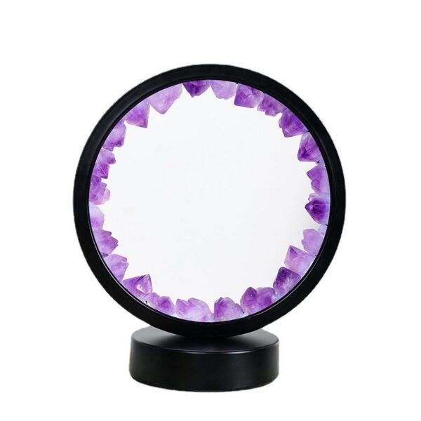 Amethyst Round Night Light, Black Frame