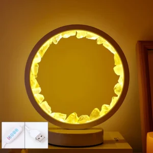 Citrine Round Night Light, White Frame