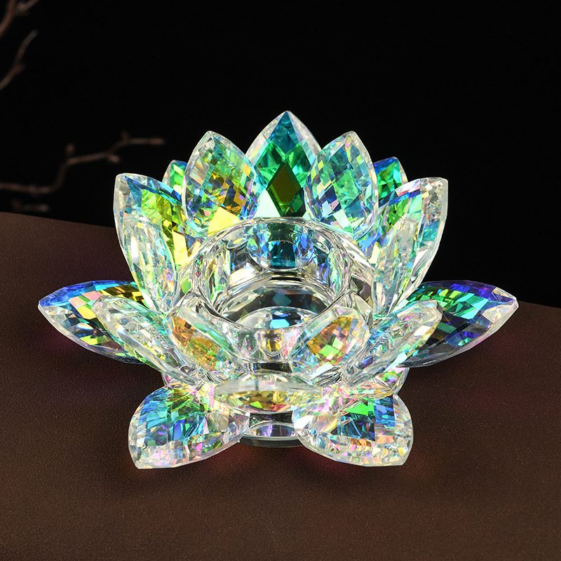 Rainbow Crystal Lotus Candle Holder