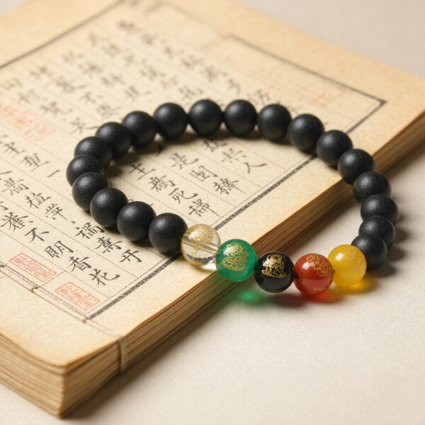 Bracelet with Black Five Wealth Gods, Wrist16-17cm